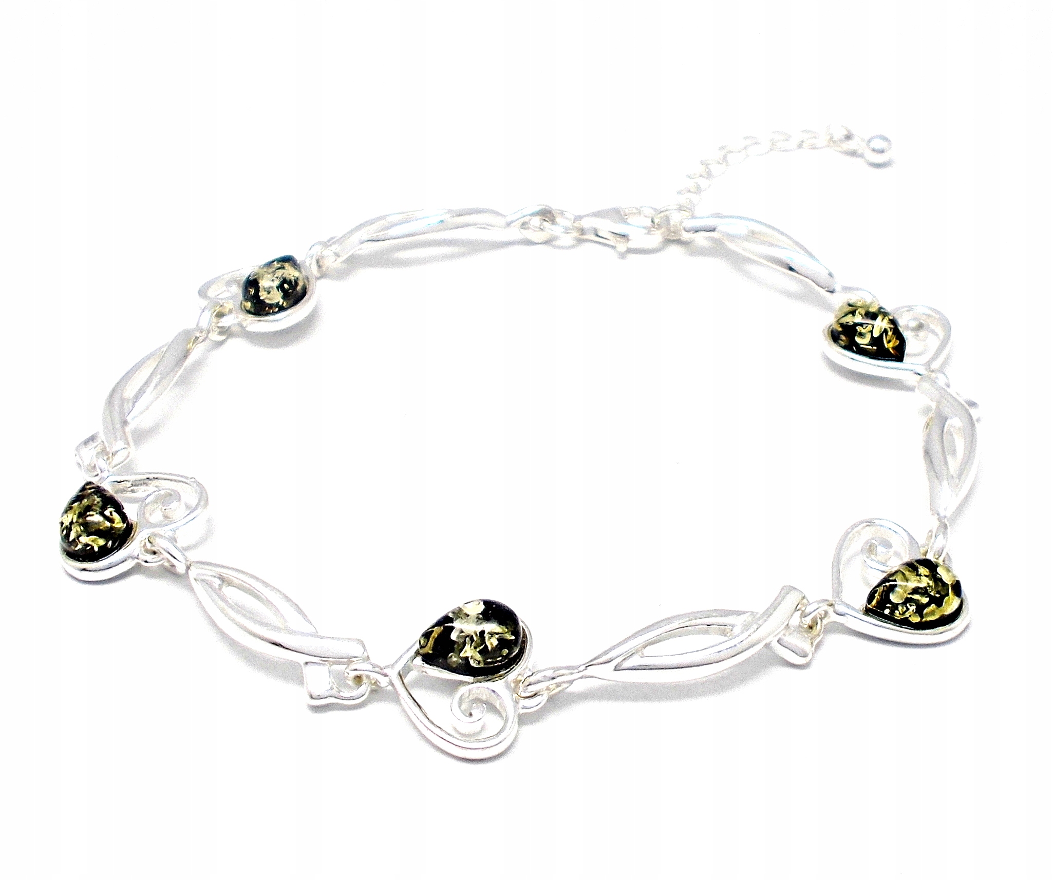 Stříbrný Náramek S Jantarovým Srdíčkem