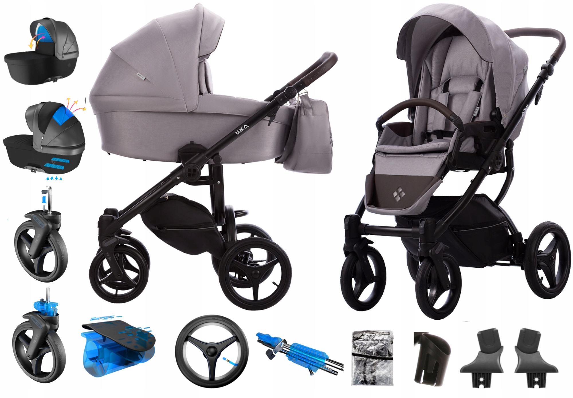 Wózek Bebetto Nowa Luca 35/czm 2w1 adapter cybex