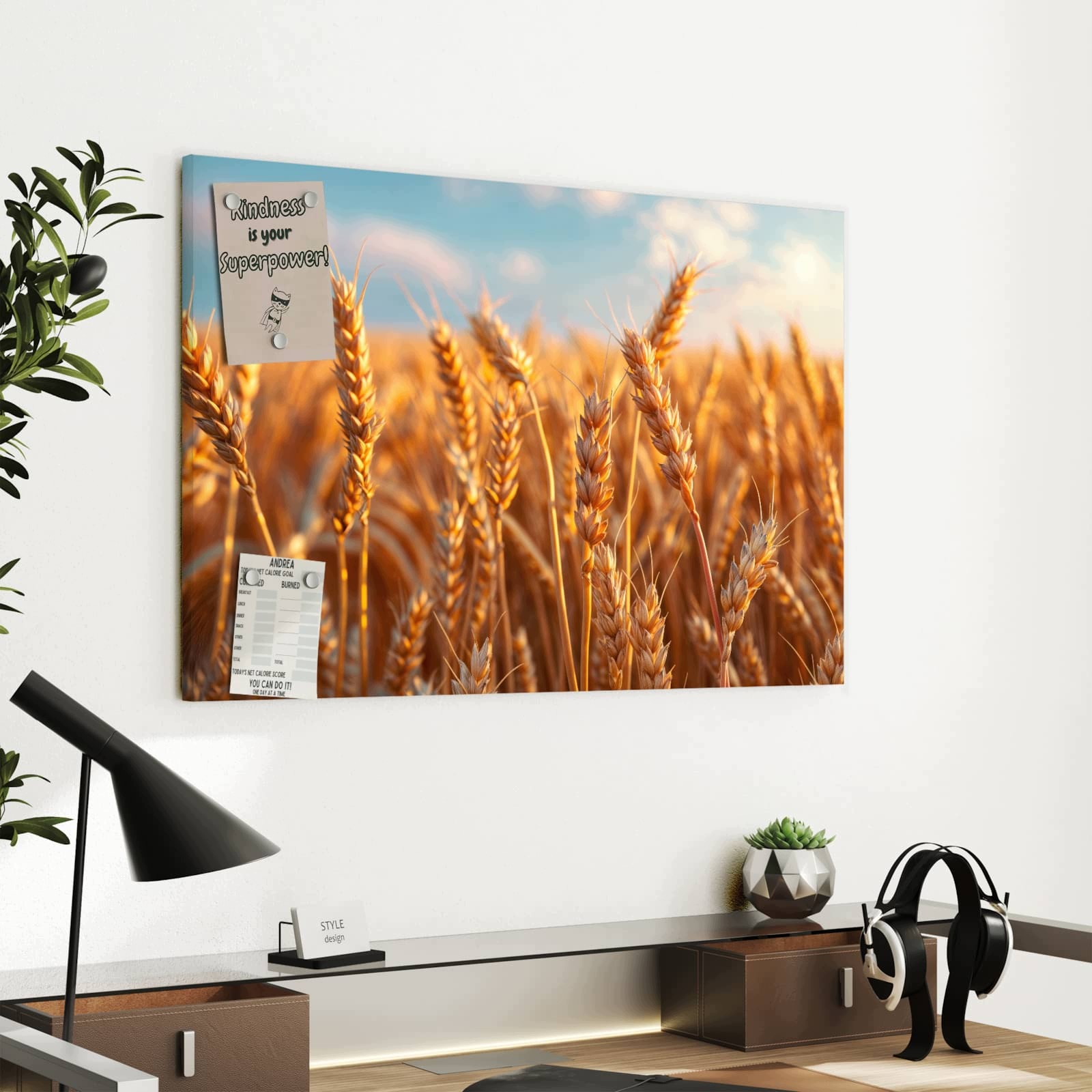 Magnetická tabule Pole pšenice Západ slunce 60 × 40 cm