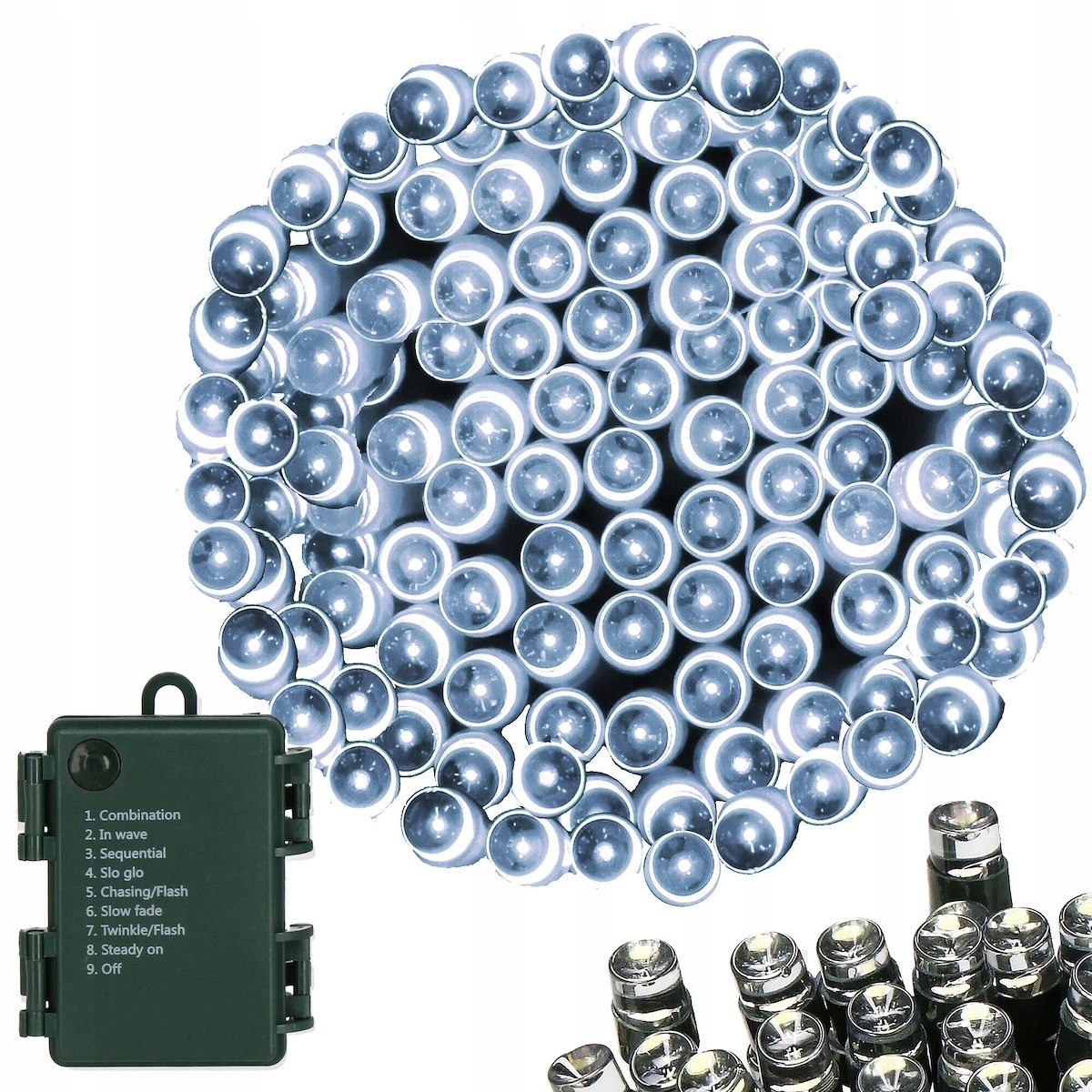 

Lampki Na Choinkę 50LED Biały Zewnętrzne 5m Timer