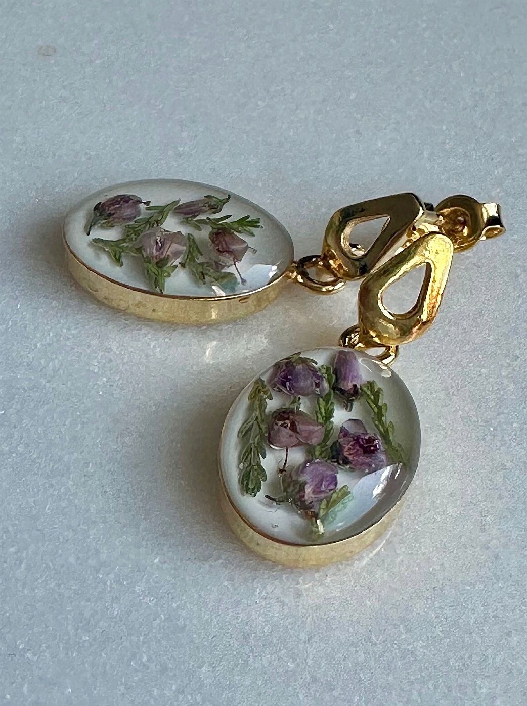 Handmade náušnice pozlacené pryskyřice dárek