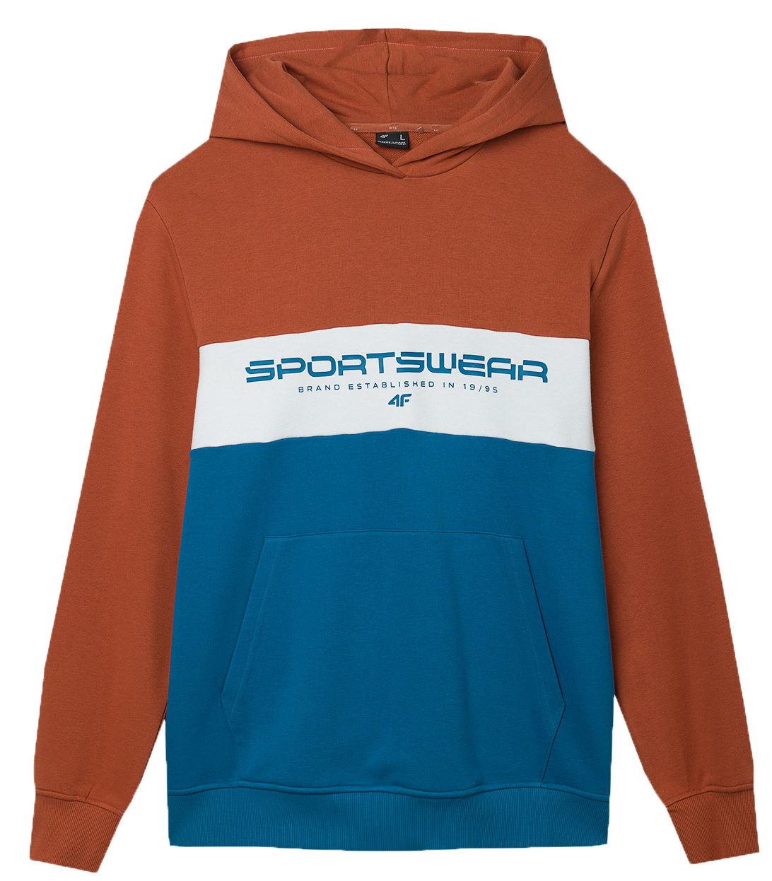 Tepláková mikina 4F s kapucí z bavlny, nerozepínací, velikost 3XL