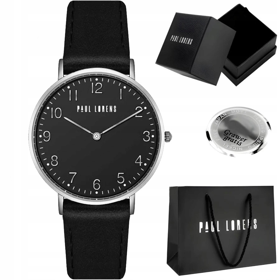 Pánské hodinky Paul Lorens Dival – dobře čitelný ciferník s číslicemi, kožený řemínek Gravírování