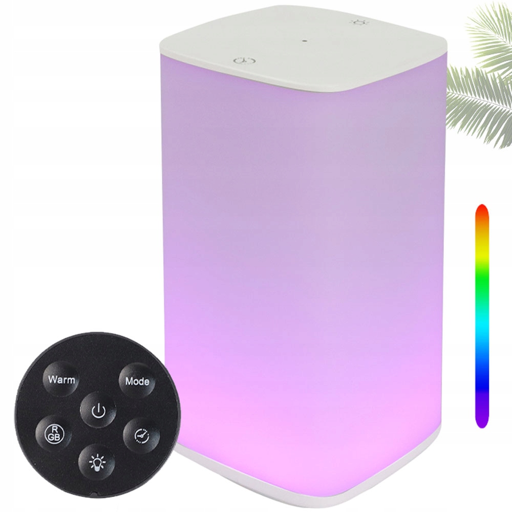 Regulowana Lampka Nocna RGB LED Z Pilotem - Dotykowa, 3 Temperatury, Timer