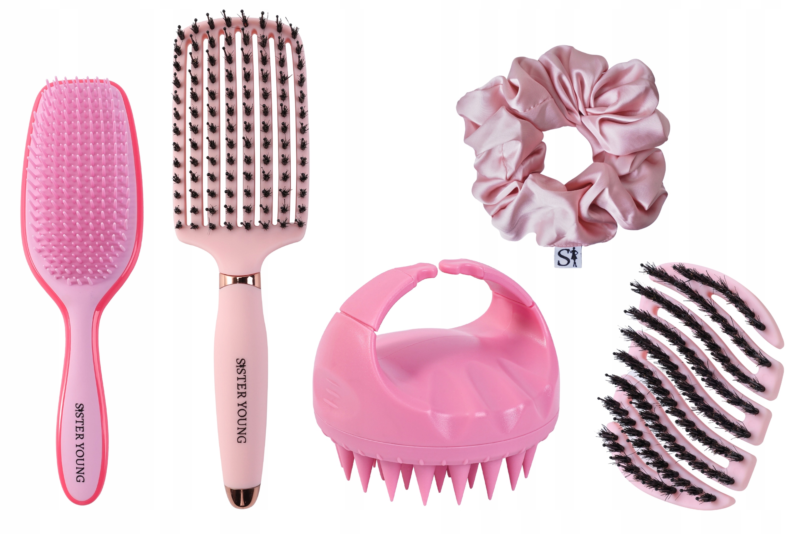 Sada kartáčů na vlasy Masážní Přístroj Scrunchie Rozčesávání Péče