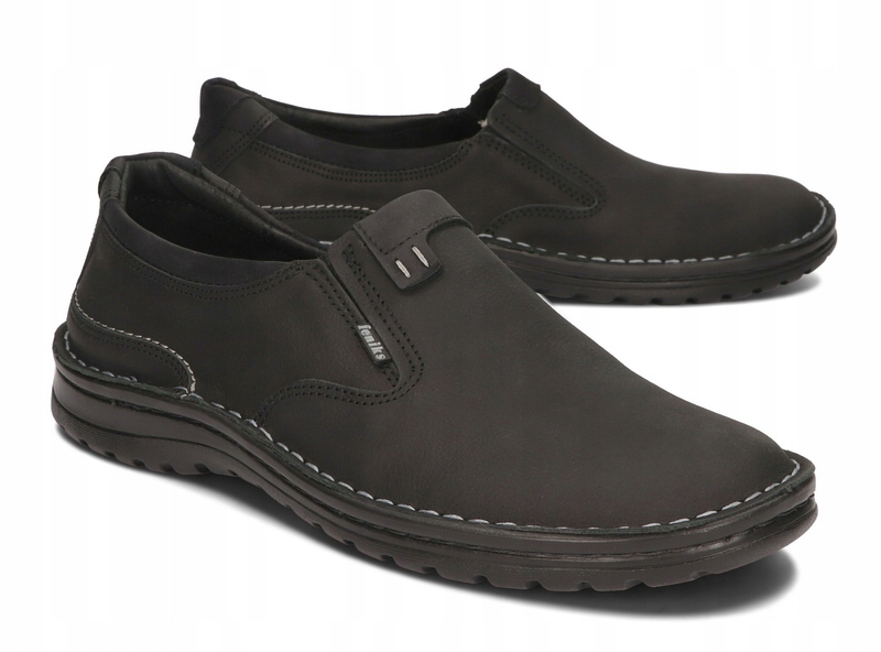 MOKASYNY PÓŁBUTY MĘSKIE SKÓRA 270/CZN CZARNY 44