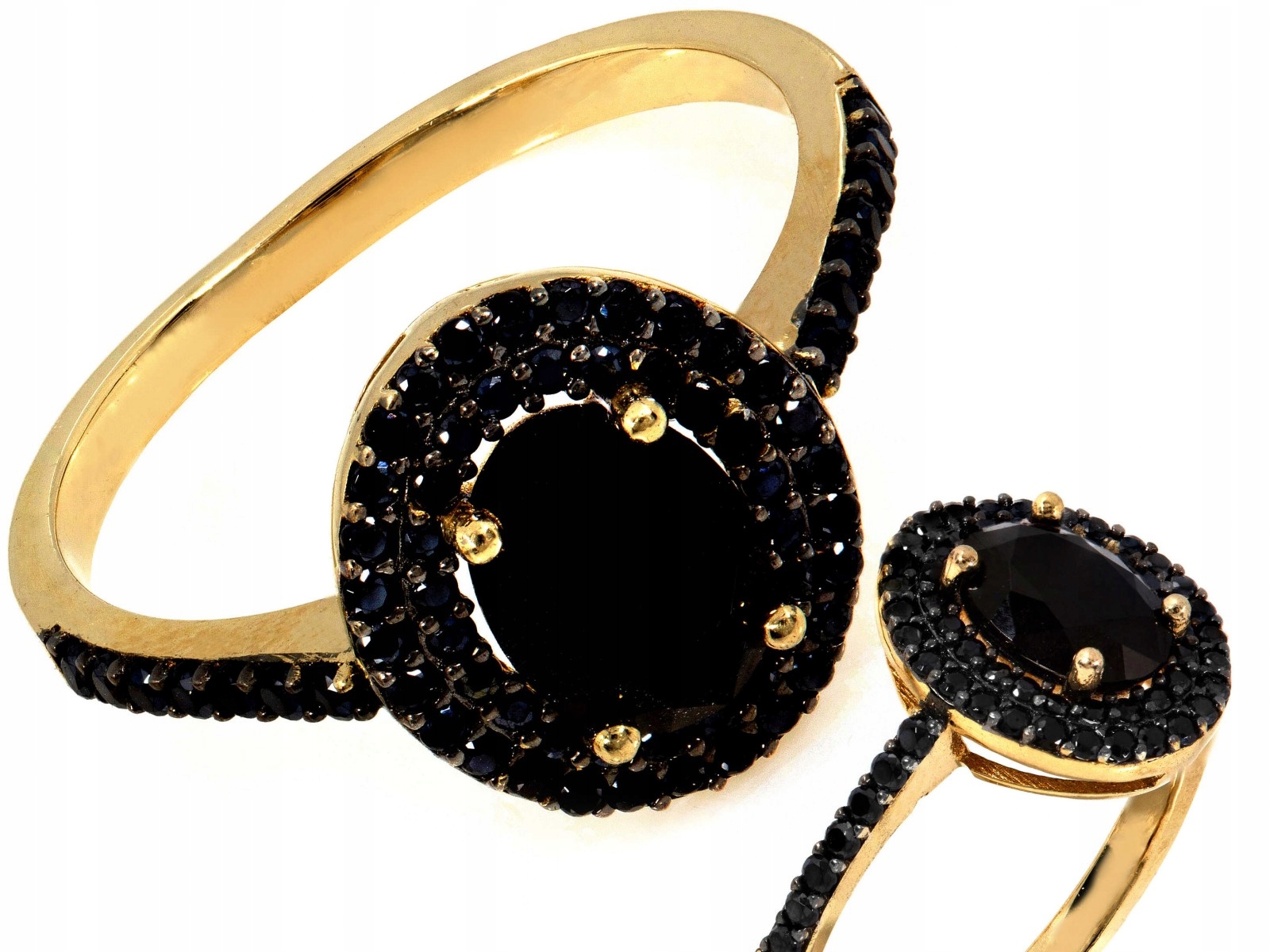 Elegantní zlatý prstýnek 585, černá markýza s černými zirkony 2.71 g