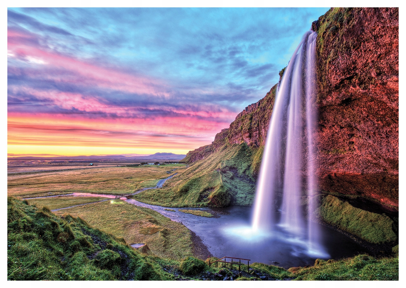 Vliesová fototapeta Seljalandsfoss Island západ slunce 460x300 lepidlo