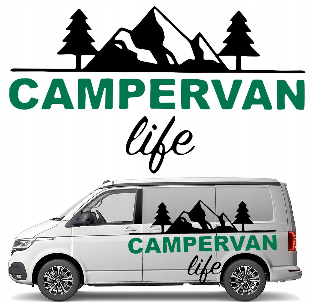 Nálepka Grafika na karavan Kampera Přívěs Campervan Life Hory 90x159