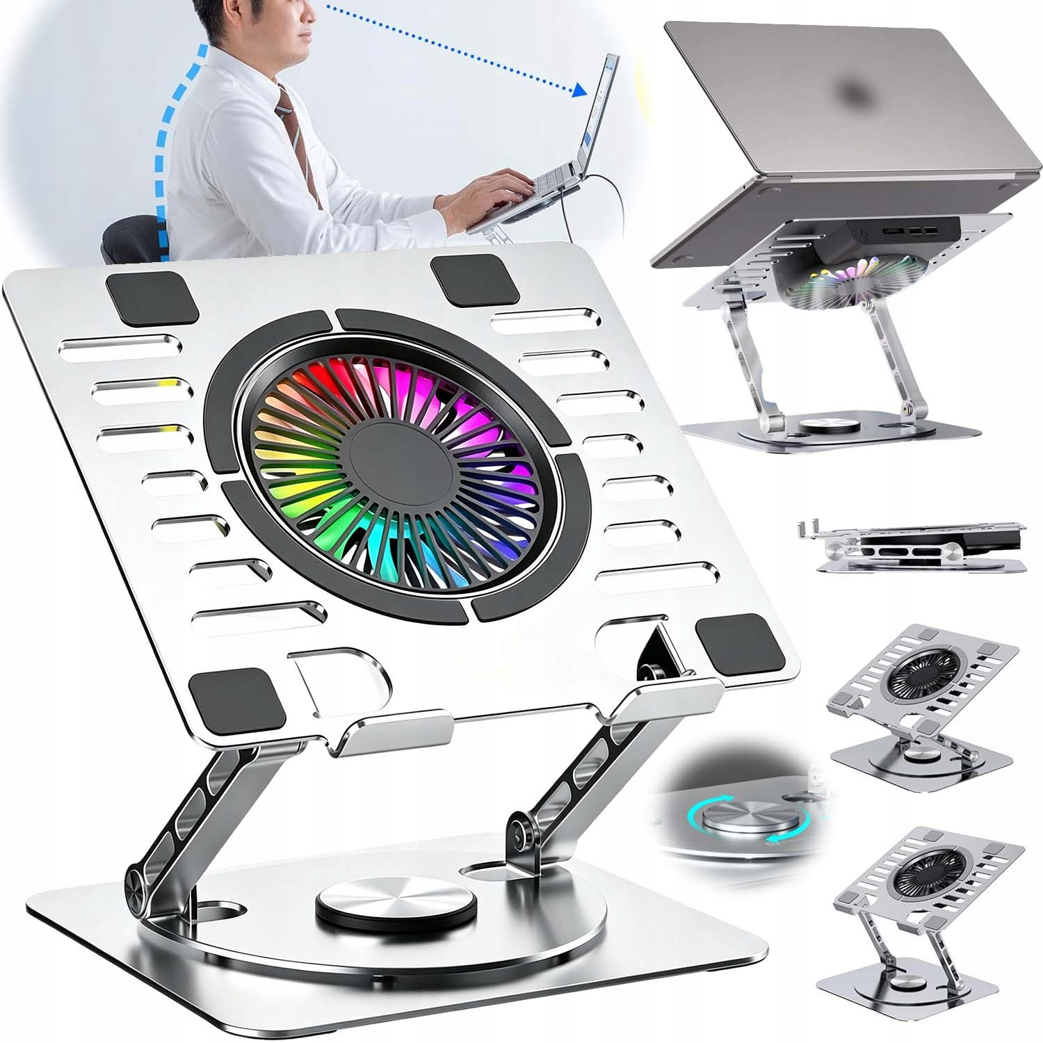 Podložka Chladící Podložka Notebook 11-17" Usb Led Rgb Skládací 1200 Rpm