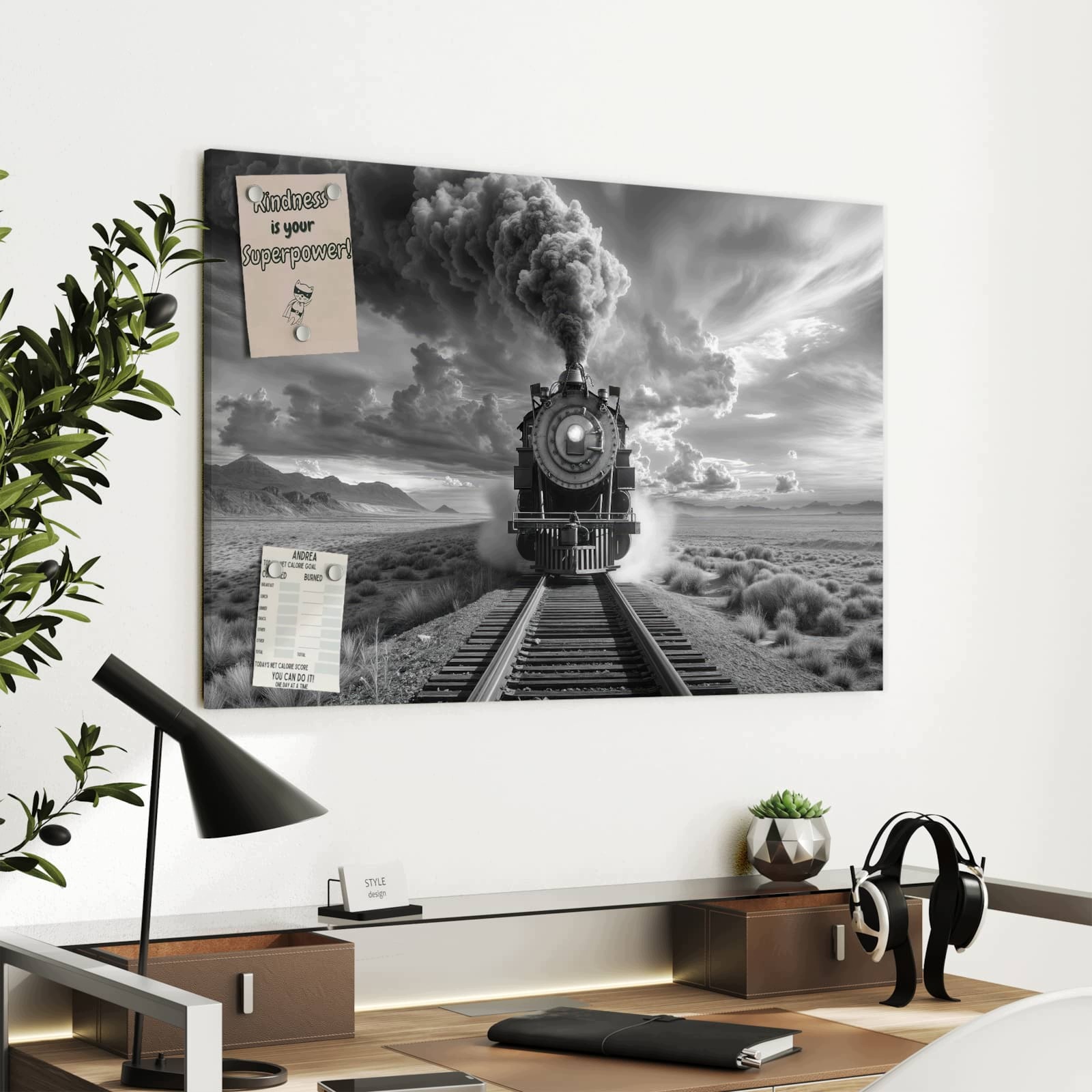 Magnetická tabule Parowuz Pustynia 90 × 60 cm