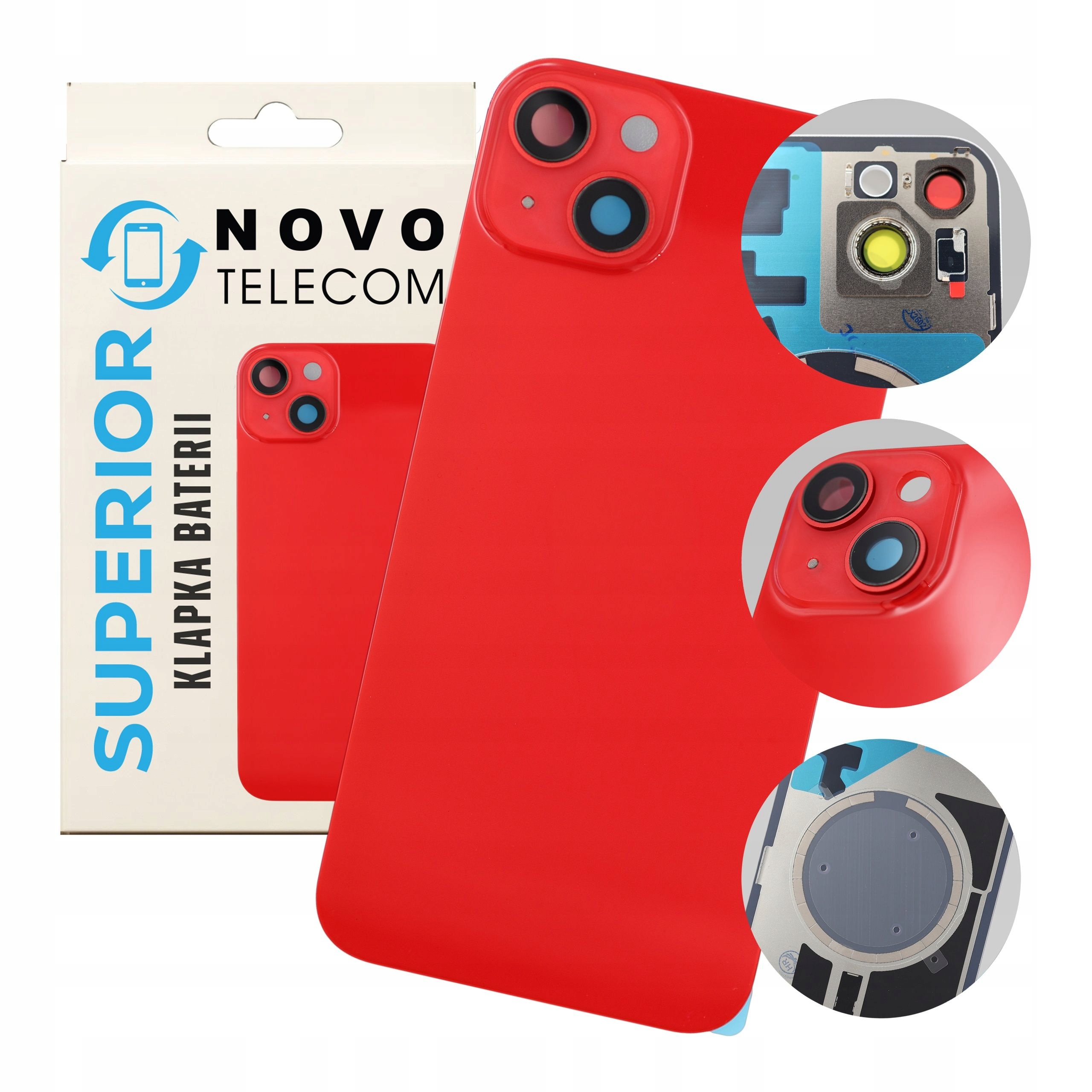 Klapka Baterii do iPhone 14 Plus Czerwona Plecki Tylny Panel z Magnesami