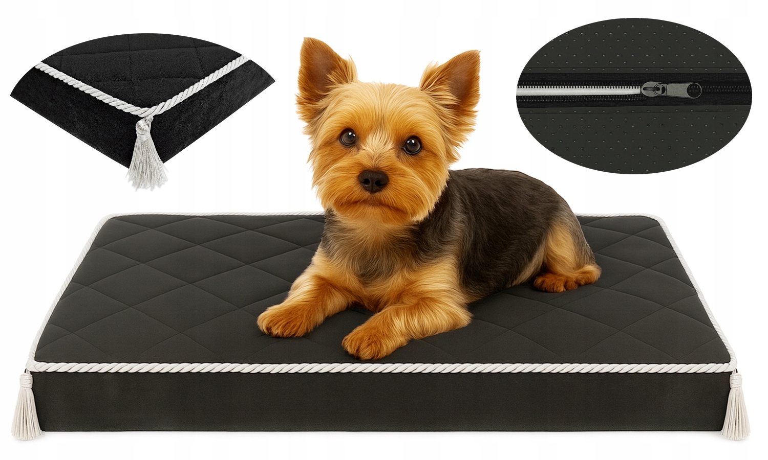 Levně Pelíšek Lehátko pro psa kočku pěnová matrace se zámkem 60x40 černá