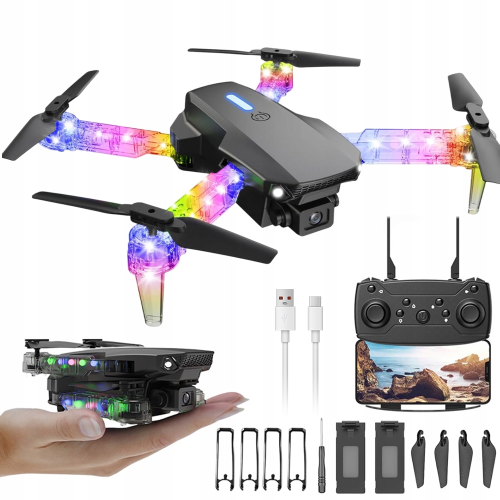 Dron Składany Z Kamerą Led Tryb Nocny Torba Dla Dzieci