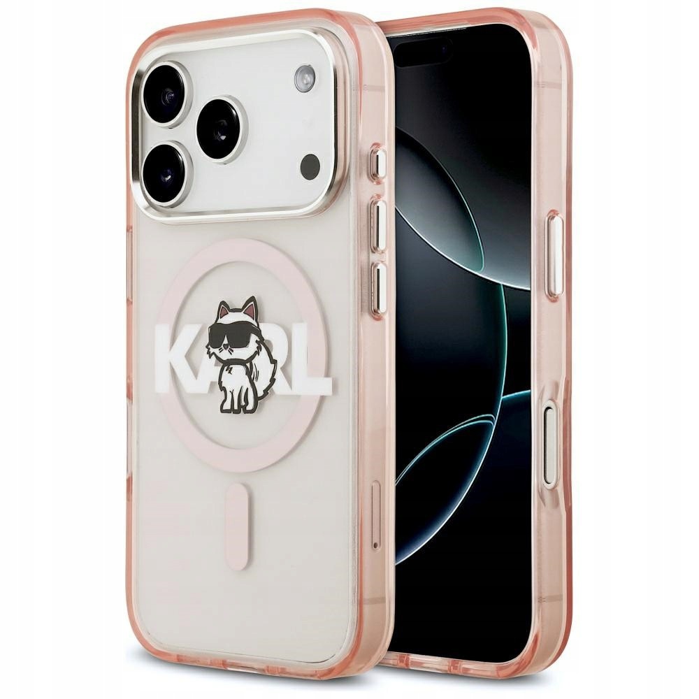 Pouzdro Karl Lagerfeld Choupette Sketch iPhone 17 Pro MagSafe růžové