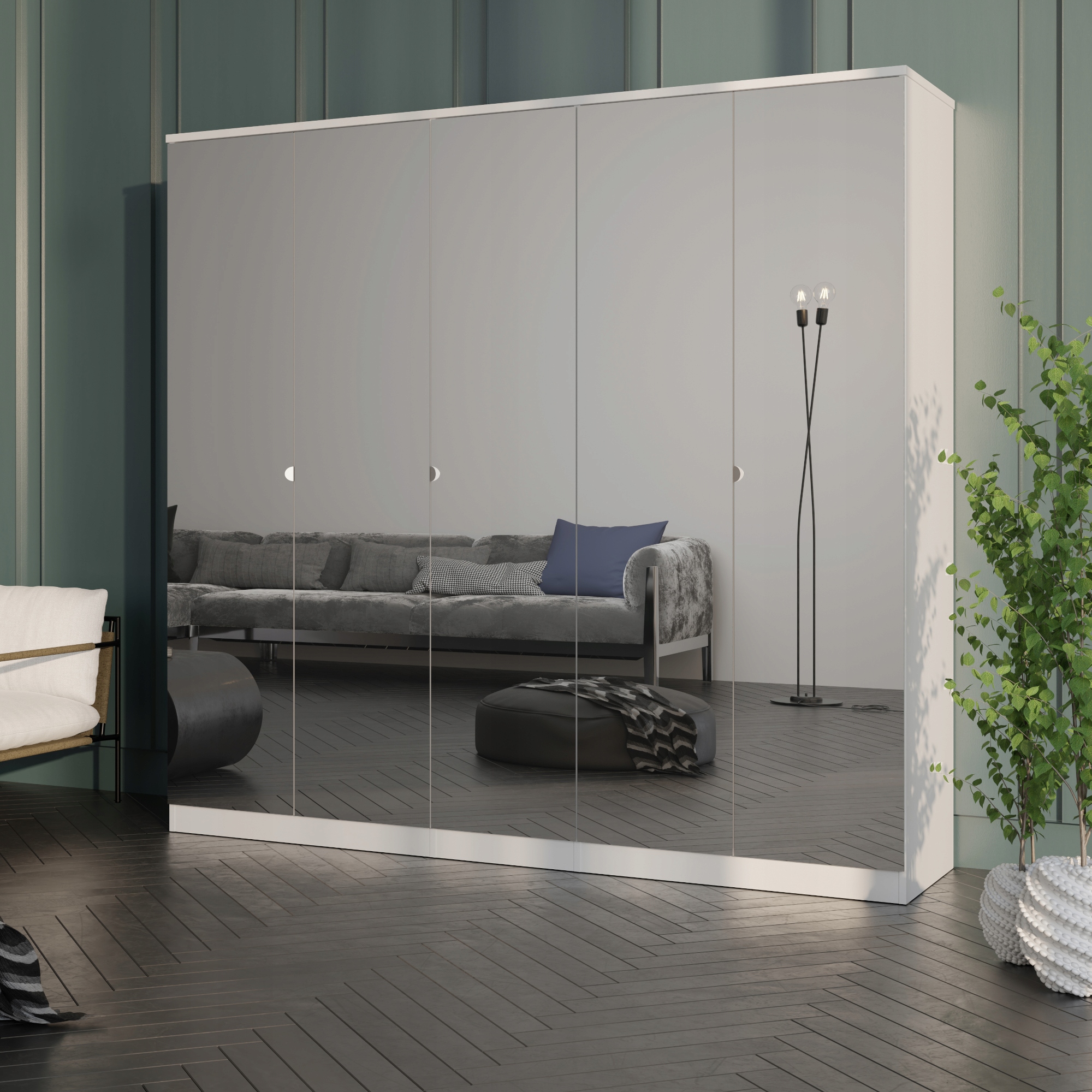 Szafa uchylna z lustrem Monza 5D 200 Biała