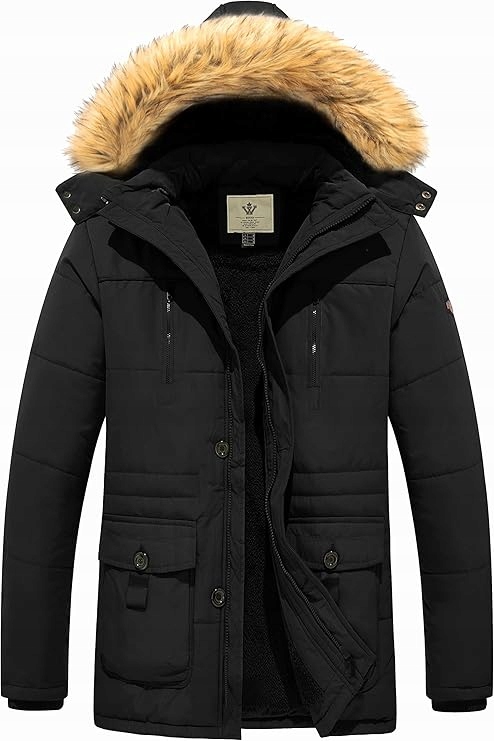 Pánský zimní kabát Volný fleecový s umělou kožešinou Střední délka