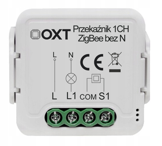 OXT Mini Przekaźnik 1 Obwód bez N ZigBee 10A TUYA Smart Life Zigbee2MQTT