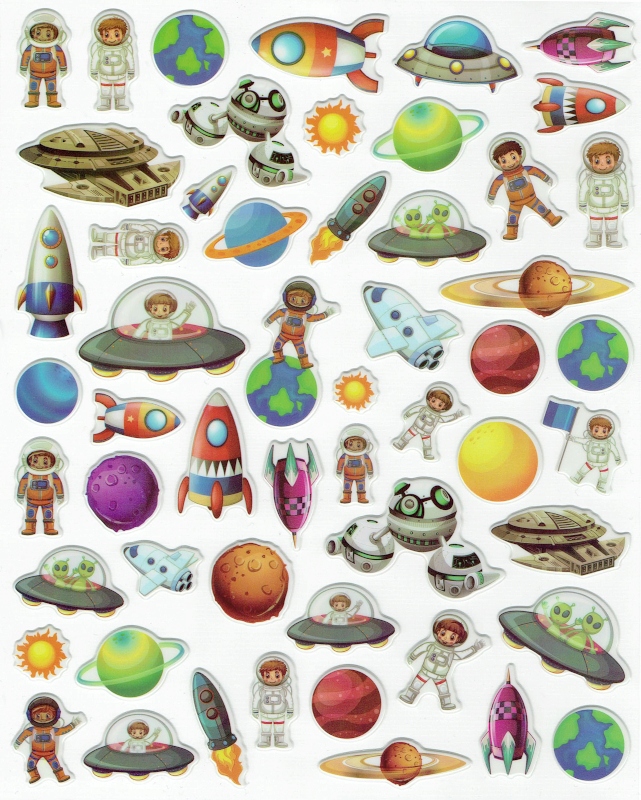 NAKLEJKI WYPUKŁE MOTYWACYJNE PUFFY 20x30cm. ALI KOSMOS RAKIETA UFO