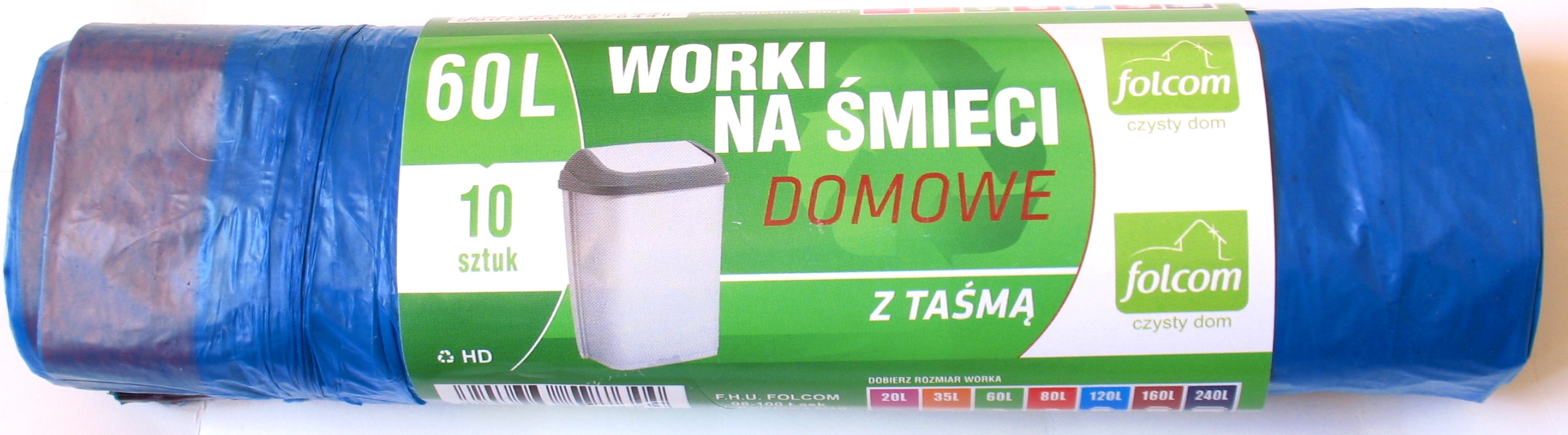 

Worki Na Śmieci Domowe z Taśmą Hd 60L /10 szt