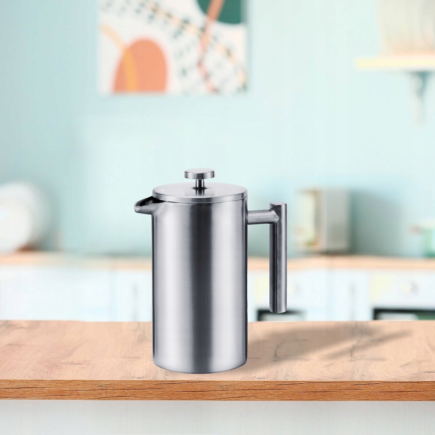 DZBANEK Z ZAPARZACZEM 1L FRENCH PRESS DO KAWY HERBATY ZIÓŁ STALOWY 21 CM Materiał stal