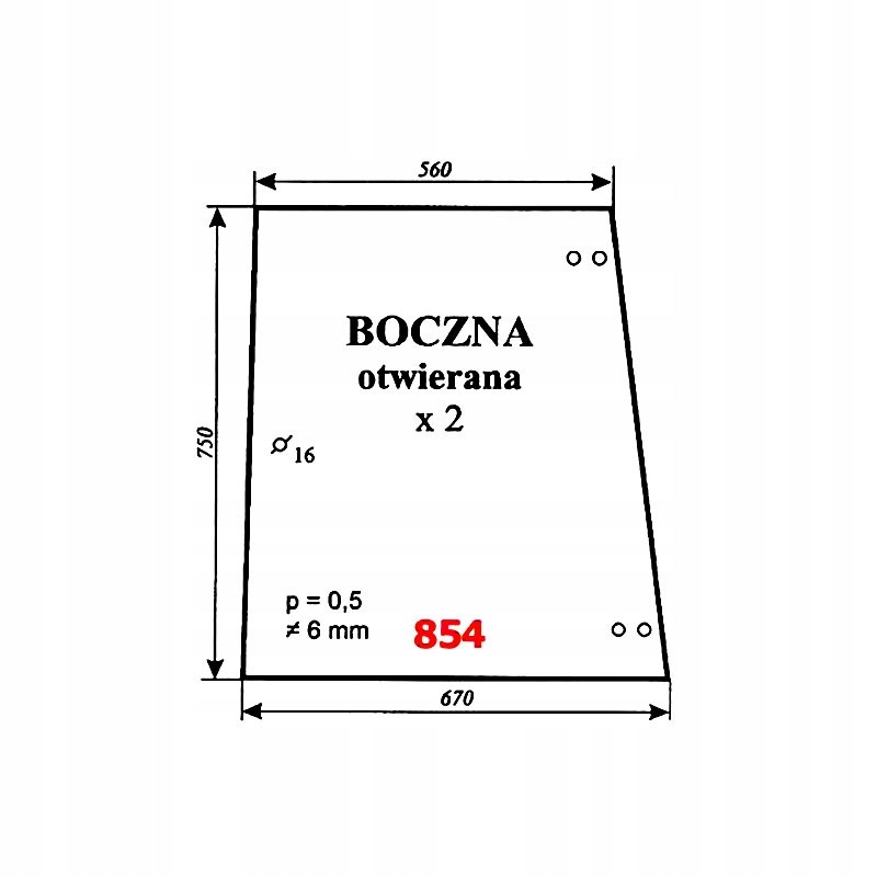 Szyba boczna Fendt Farmer 307, 309, 311 LSA