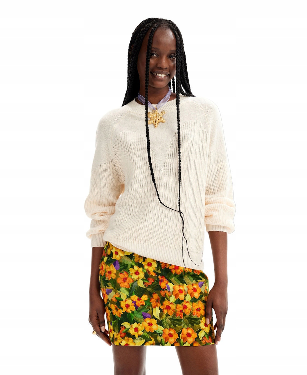 Desigual Volný Svetr Ecru (xs)