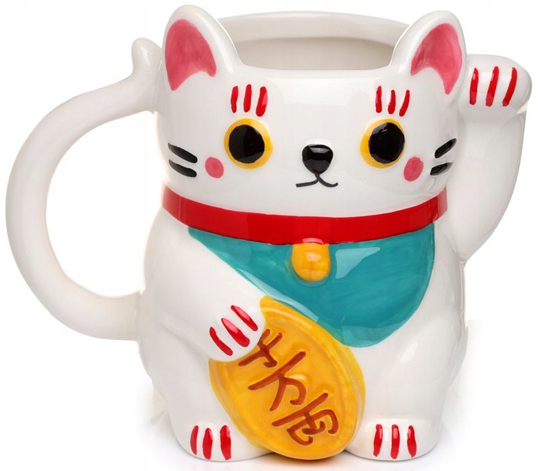 

Kubek Maneki Neko Kot Szczęścia z łapką biały