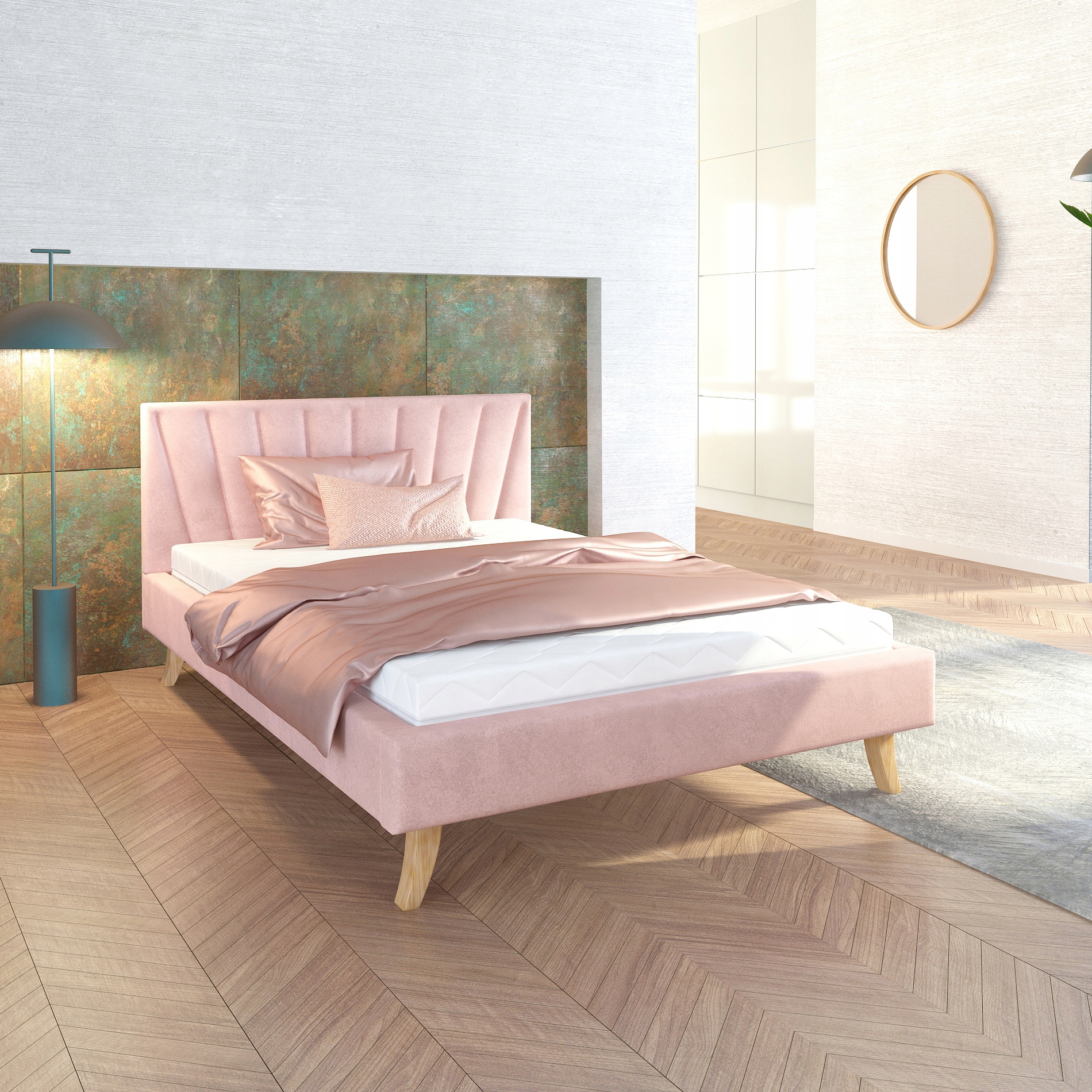 Łóżko tapicerowane MADRYT SLIM 120x200 z pojemnikiem (Łóżka do sypialni /  Sypialnia) • JustMeble