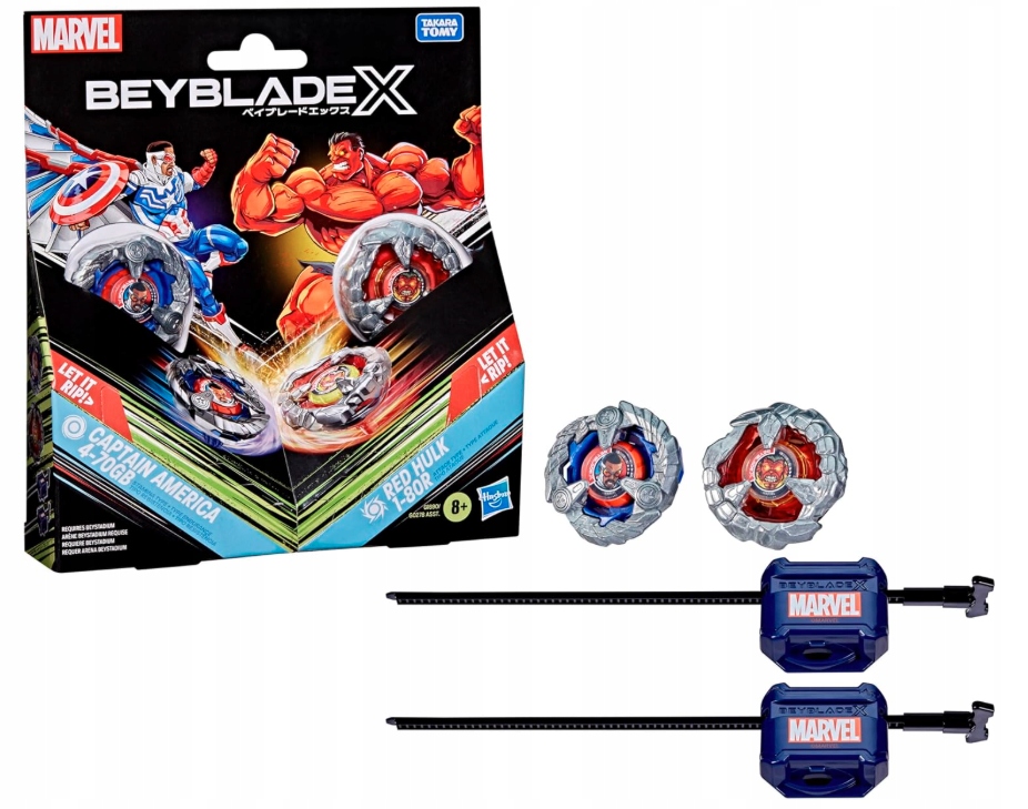 Beyblade X/marvel Collab Captain America 4-70GB Kontra Red Hulk 1-80R