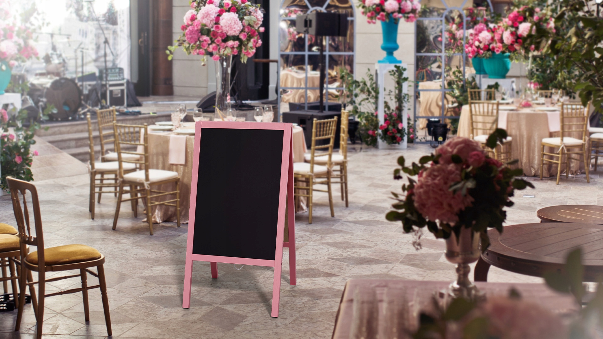 Potykacz kredowy RÓŻOWY 118x61 cm tablica kredowa Materiał drewno