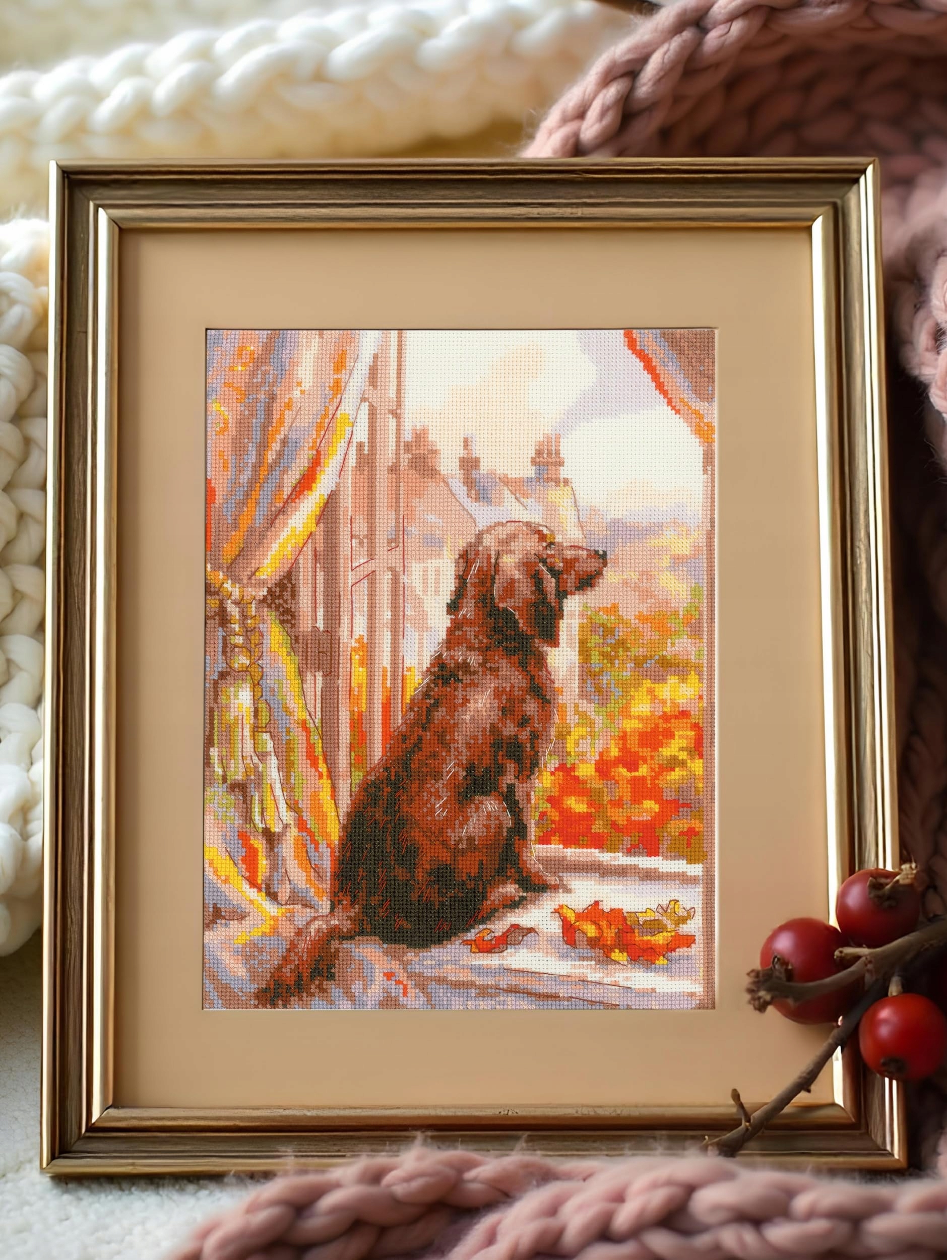 Riolis 2256 Jdeme na procházku, sada na křížkové vyšívání 18x24 cm