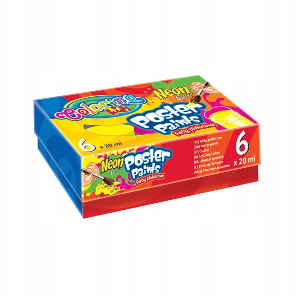 Farby plakatowe COLORINO NEON 6 kol 20 ml duże