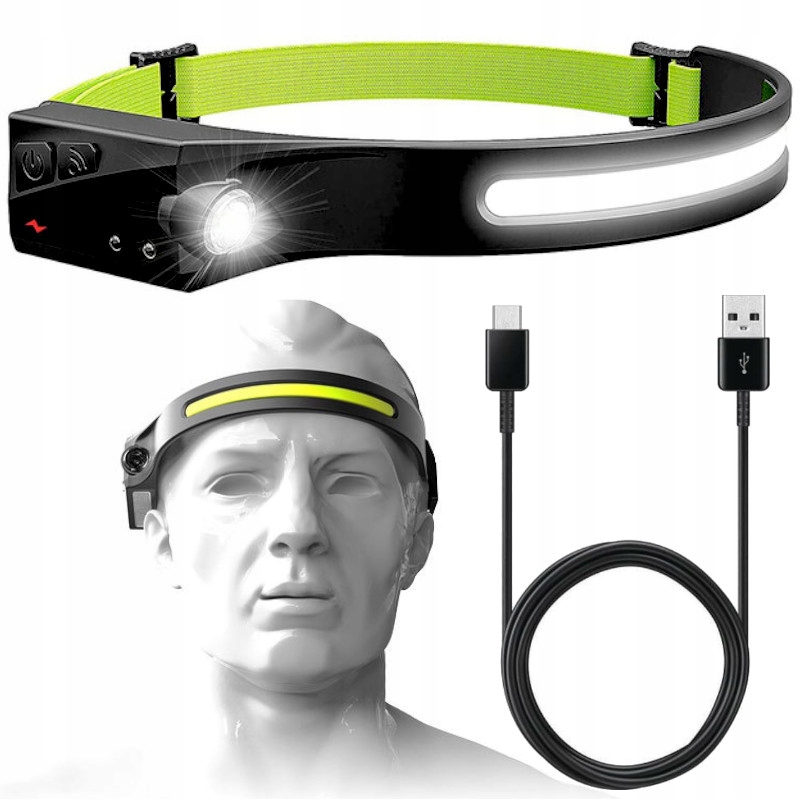 

Czołowa Latarka Czołówka Szeroki Zakres 230° Led