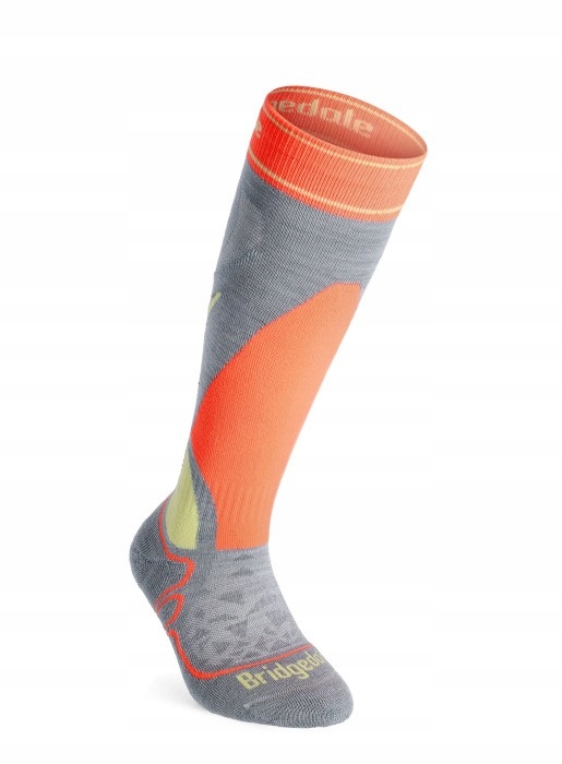 Skarpety Dziecięce Bridgedale Ski Junior Racer Merino Grey Neon 34-36