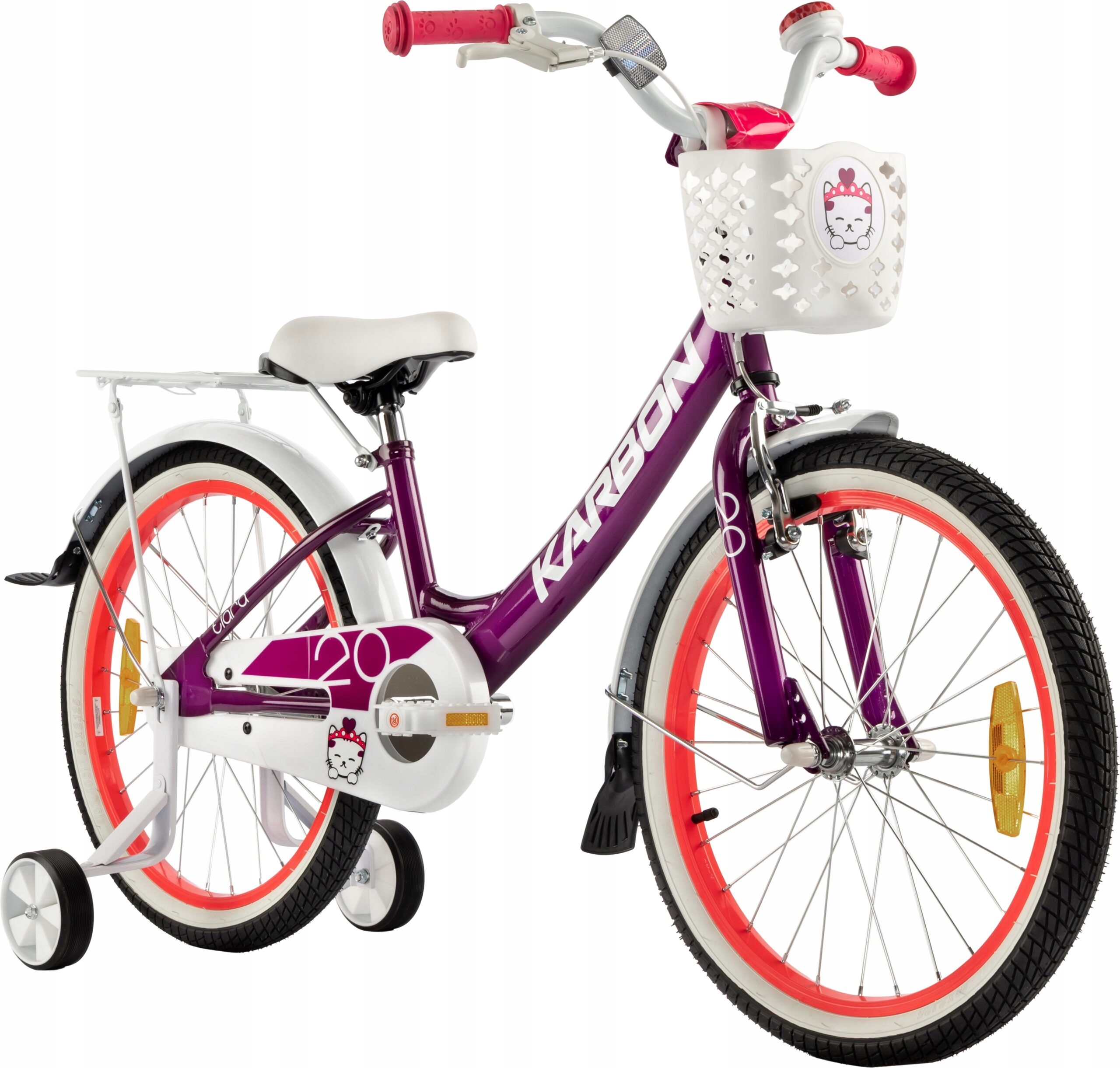 Rower dziecięcy 20 cali Dla Dziewczynki Karbon Tiara Rowerek Fioletowy