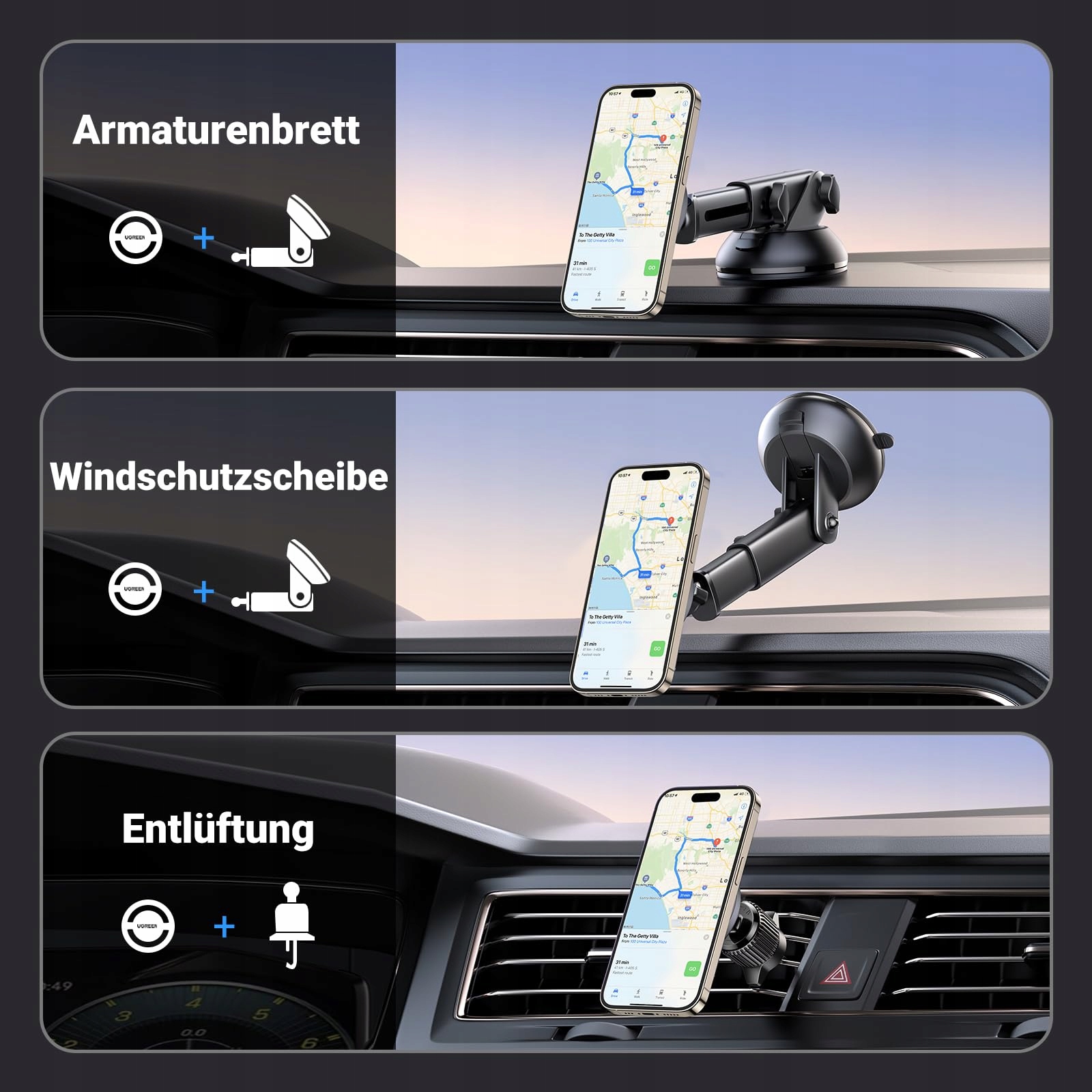 UGREEN Uchwyt Samochodowy MagSafe 2w1 Do iPhone i Smartfonów — miniatura 2