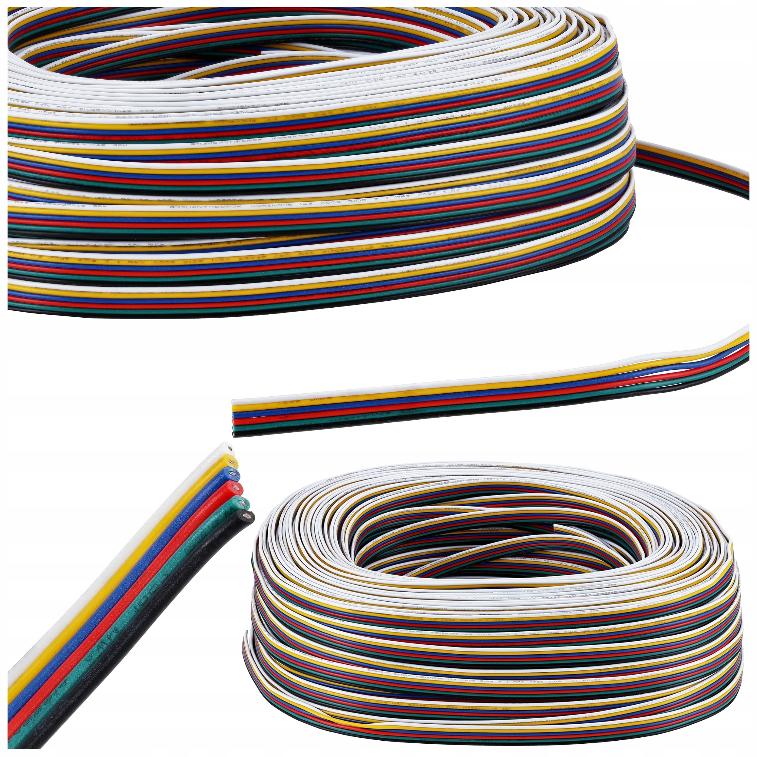 100 x 6-žilový kábel pre Led pásky Rgbw Cct rolka