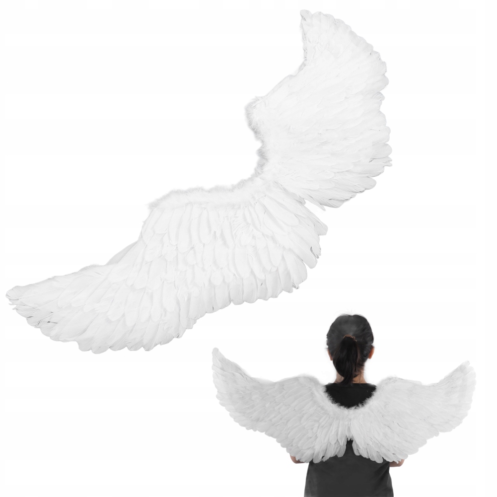 SKRZYDŁA ANIOŁA ANIOŁ PANIEŃSKI HALLOWEEN JASEŁKA STRÓJ PIÓRKA 105X45CM