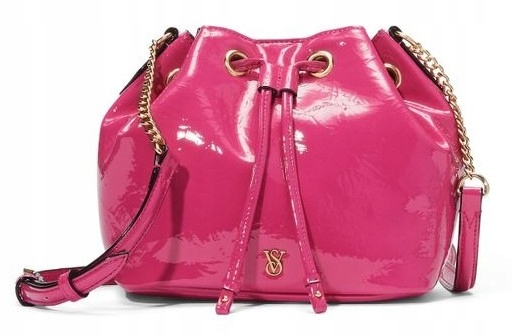 Malá kabelka typu bucket Victoria's Secret, růžová lakovaná