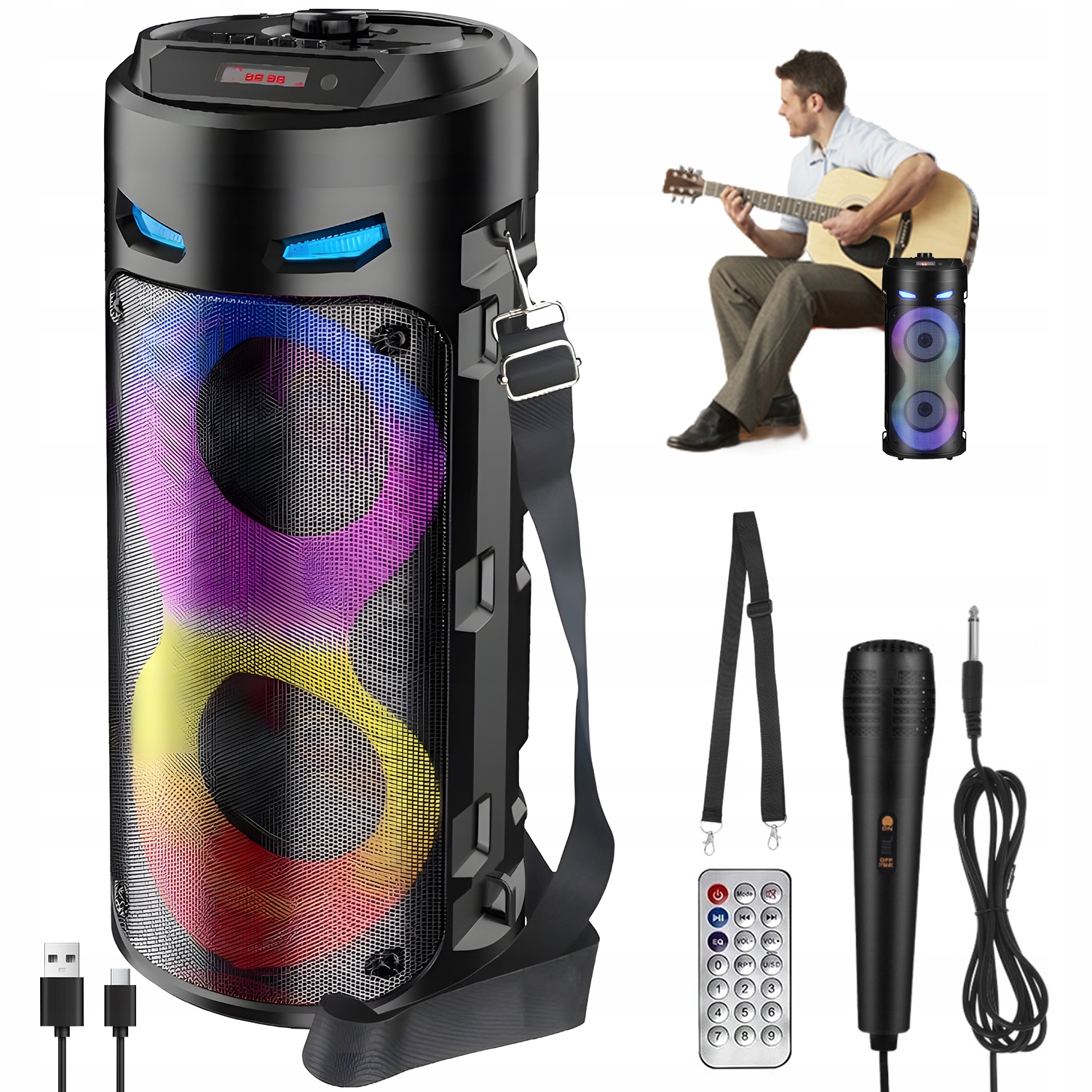 Bezdrátový Reproduktor Bluetooth 5.0 Přenosné Fm Rádio Usb Mobilní Led