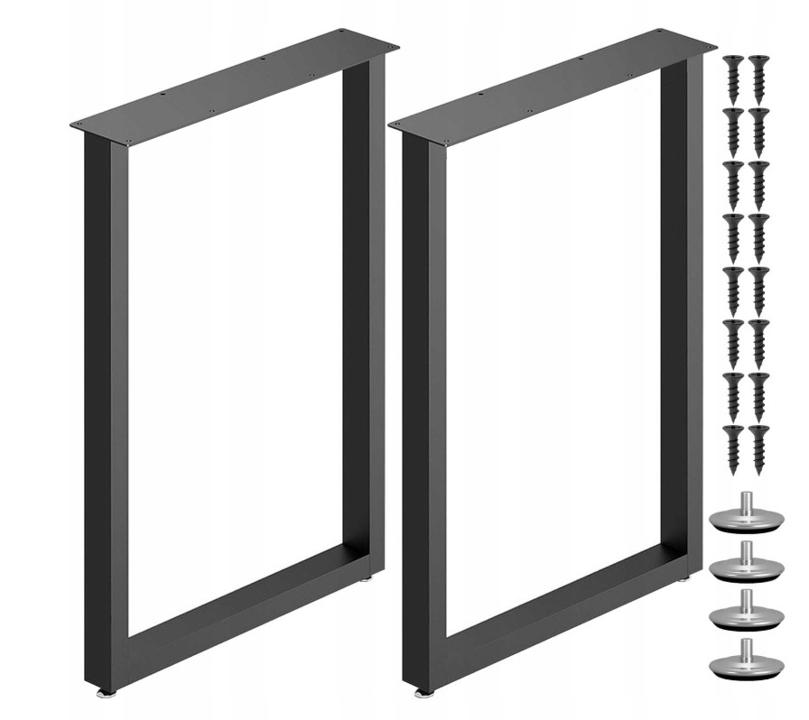 Stelaż nogi do stołu biurka Kwadrat metal Czarne 2 Sztuki wys. 71 szer 60cm