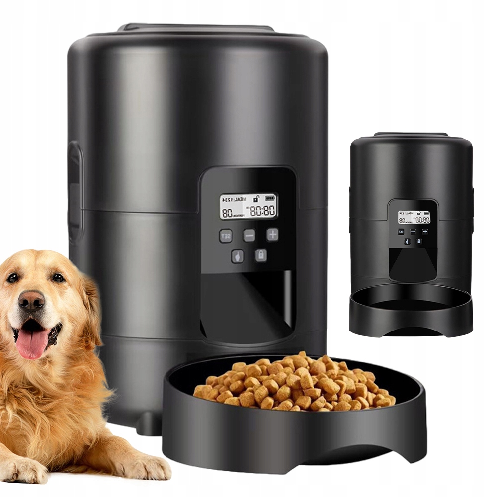 Levně Černý Smart Podavač Krmiva Usb Miska Pro Kočky A Psa 2L Dávkovač Časovač