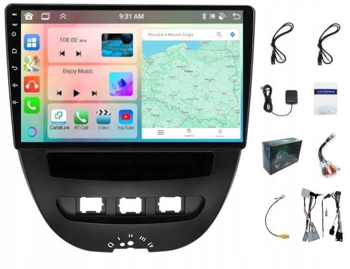 Gps Navigace A Android Toyota Aygo 2005-2014 Carplay Wifi 4GB 64GB
