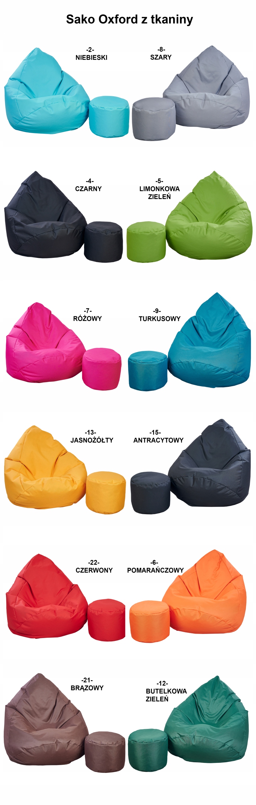 WOREK SAKO OXFORD XXXXL + GRATIS | MEGA FOTEL PUFY Głębokość mebla 97 cm