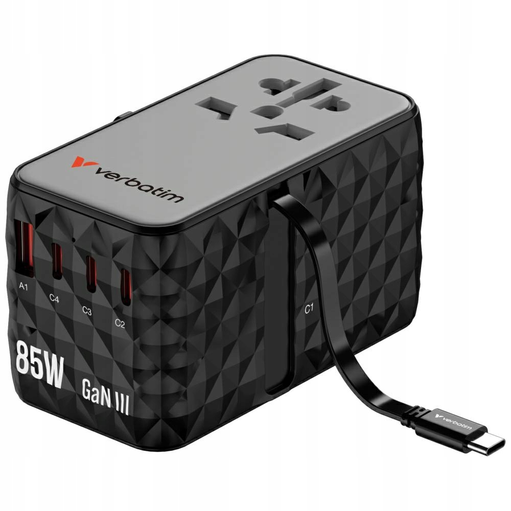 Adaptér Verbatim GaN 85W Eu/uk/us 3xUSB-C černý