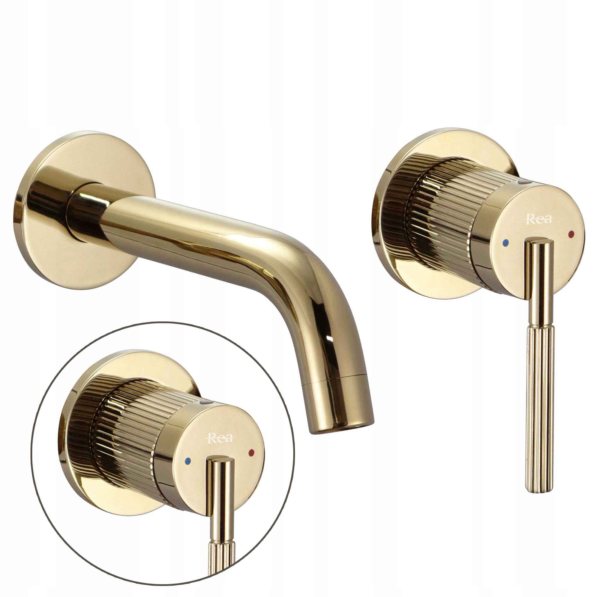 Podomítková umyvadlová baterie Zlatá Lesklá Rea Argon Box Zdobená