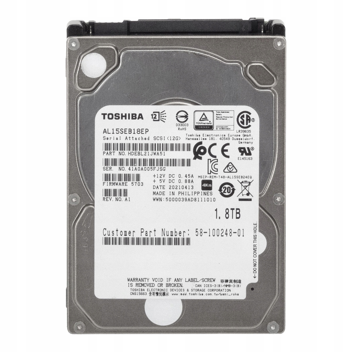 Cisco 58-100248-01 1,8 Tb 10K 128 Mb SAS-3 2,5'' AL15SEB18EP