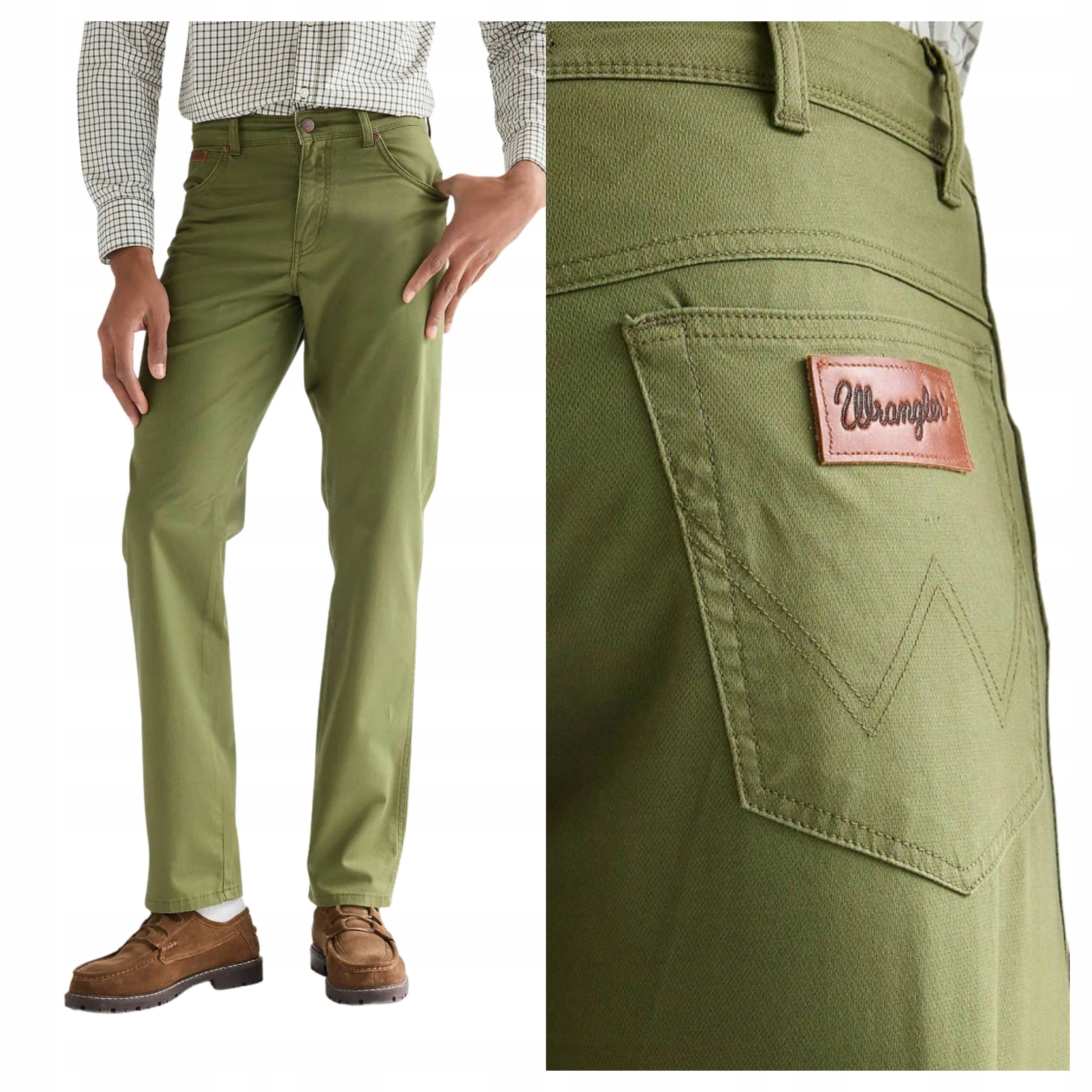Pánské kalhoty Wrangler Texas Capulet Olive Zelené Jednoduché džíny W34 L30