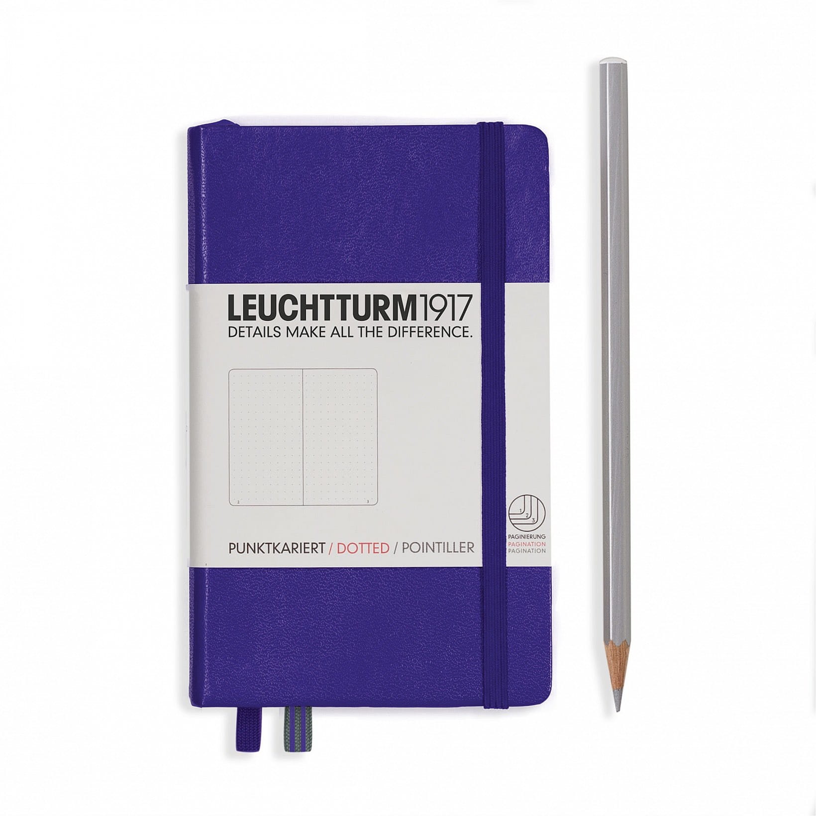 Notatnik Leuchtturm1917 Pocket A6, twarda oprawa, kropki, fioletowy